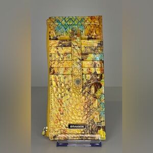 Brahmin Yellow Multi-Color Croc-Embossed Leather Wallet